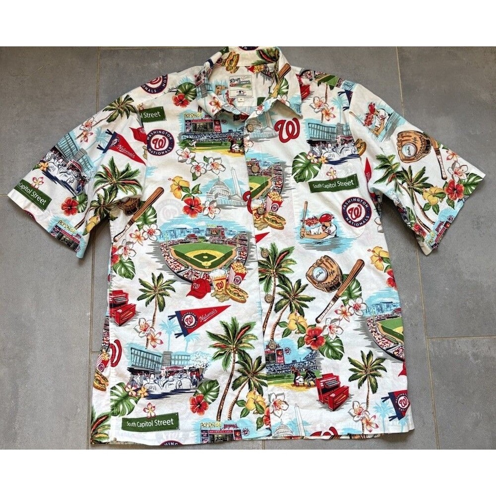 Reyn Spooner X Washington Nationals MLB Baseball Classic Fit Hawaiian Shirt Sz M